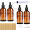 Nuts OT nuts Brown Glass 100ml Dropper Bottles Dropper Pipettes 4pcs Eye Droppers Amber with 5 Auxiliary Accessories Suitable for Essential Oils Massage Perfumery Aromatherapy Laboratory