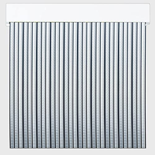 Tende per esterni con nastro per porte, in plastica PVC e barra in alluminio, misure | Pertoni TENDE (nero e trasparente, larghezza 90 x 210 cm (lunghezza)
