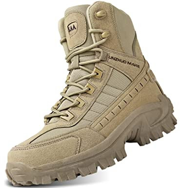 5.AA B21 Stivali Uomo Donna Impermeabili Trekking Outdoor Scarpe Piatto Caviglia Stivaletti Giallo deserto 44 EU