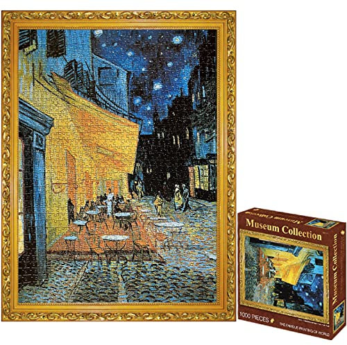 TINYOUTH 1000 Teile Puzzles 《Cafe Terrasse Bei Nacht》 Museum Kollektion Puzzle, 50x70CM 2mm Dicke Berühmte Gemälde Puzzle für Erwachsene Kinder 14+