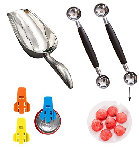 DKDDSSS 6PCS Eisportionierer, Cookie Scoop Set für Eiscreme Melone Fleischbällchen Kuchen Teig Reis Plätzchen Keksteig, Hochwertige Mehlschaufel Futterschaufel für Bar, Küchen, Büfett