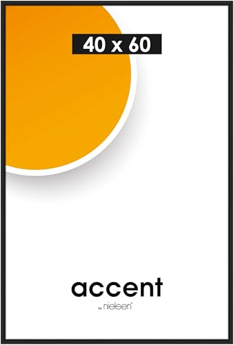 accent by nielsen Kunststoff Bilderrahmen Colorado Uni, 40 x 60 cm, Schwarz | Kunststoff Posterrahmen im Hoch- & Querformat zum Aufhängen Schwarz glänzend Echtglas