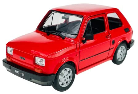 Welly FIAT 126 Rot Polski FIAT 126p 1972-2000 1/21 Modell Auto Die Cast Neu im Kasten