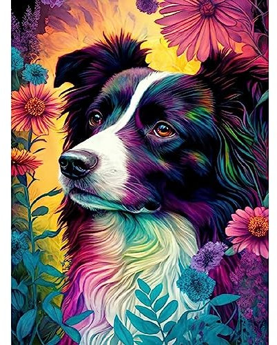 Stalente Diamond Painting Erwachsene Set Hund, 5D Diamond painting Tiere, Rund Full Drill Diamond Painting for Home Wall Decoration Gift 30x40cm/12x16in
