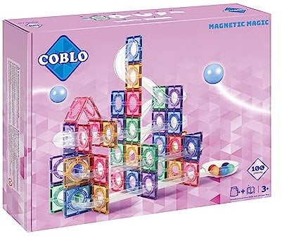 Coblo Pastel Kugelbahn 100-teilig - Magnetische Marmorbahn - Kreatives Konstruktionsspielzeug - Ideal für Kinder von 3 bis 12 Jahren