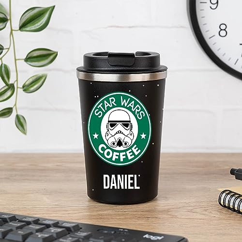 Wanapix | Termo Cafe Personalizado 350 ml | Personalizado con Nombre | Vaso Térmicos de Doble Capa | Taza para Llevar | Acero Inoxidable | Libre de BPA | Stars coffee