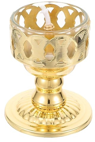 Angoily Buddhistischer Kerzenhalter -anbetungslampe Tempelöllampe Öllampe Messing Öllampe Tibetische Öllampe Desktop Öllampe Goldener Altmodisch Ghee-lampenfassung Legierung