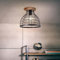 Lightbox industrielle Deckenlampe - 25 cm Höhe - Ø 30 cm - Deckenleuche mit Gitter Schirm - E27, max. 52 W - aus Metall/Holz - in Schwarz/Holz