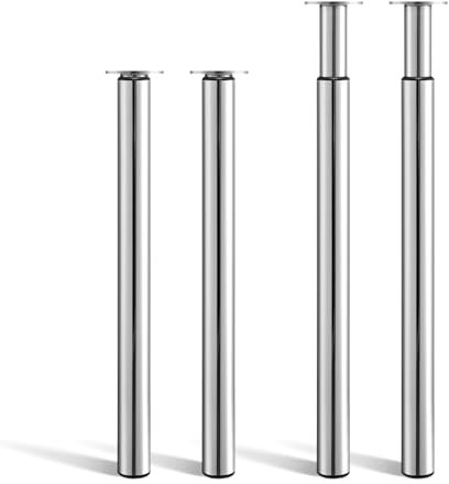 Toemics 4 Pcs Breakfast Bar Legs 710-1100mm Height Adjustable Table Leg Metal Kitchen Worktop Leg Furniture DIY Dining Table Legs with 60mm Diameter Chrome Plated