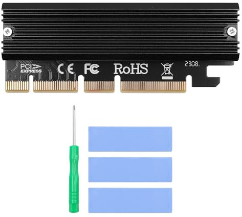 DollaTek M.2 SSD NVMe zu PCIe Adapter mit Aluminium-Kühlkörper-Thermopad für SSDs bis zu 16 TB