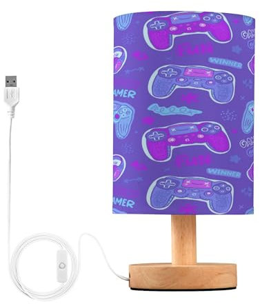 Caihoyu Desk Lamps Night Stand Lamps with USB Charging Port Lamps for Small Spaces Candlestick Cute Seamless Pattern Joysticks Flowers Hearts