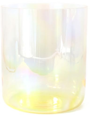 ObuMi Alchemy Crystal Singing Bowl, Quartz Chakra Bowl With Free Acrylic Striker & O-ring, Clear Gradient Yellow, For Yoga Meditation & Sound Healing (Color : 6 Inch B Note, Size : 432HZ)