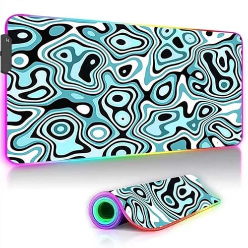 RGB Tapis de Souris Gaming Grand Tapis de Souris XXL 900x400x4mm 14 Modes d'éclairage LED Lumineuse Tapis de Souris Mouse Pad Rétroéclairage pour Gamer Clavier PC, Vert Noir