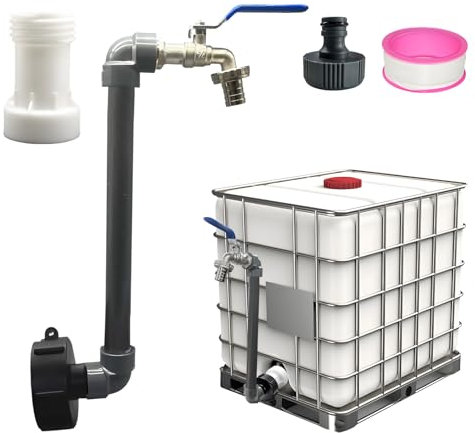 IBC Schwanenhals 3/4 Auslaufhahn, IBC Adapter Tank Ventil, S60x6 Wasserhahn Absperrhahn 3/4 Zoll, IBC Tank Zubehör Für Regenwassertank Wasserfaß Regenfass IBC-Container (A)