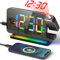 VOSFEEL Projection Alarm Clock with FM Radio, LED Lights, Adjustable Brightness and Color, Big Digit & Mirror Dispaly, Snooze, USB & Type-C Port, 12/24H, Projection Clock for Bedrooms, Office