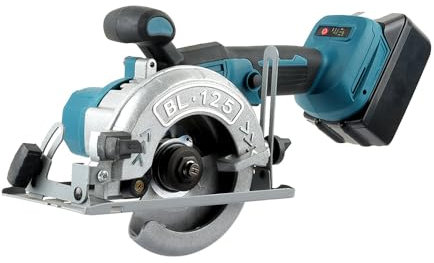 Scie circulaire sans fil 18 V, mini tronçonneuse portative sans fil pour le travail du bois, profondeur de coupe et angle d'inclinaison réglables (B avec batterie sans lame)