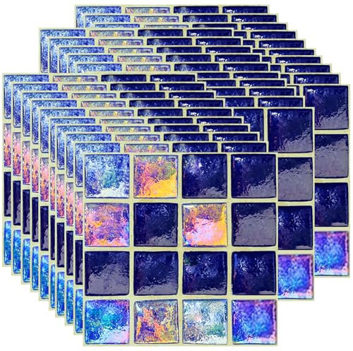 Ledeak 30pcs 10x10cm Mosaic Tile Stickers,Stick On Wall Tiles Transfers Stickers, Waterproof Peel and Stick Backsplash Tiles, Self Adhesive Vinyl Tiles for Bathroom Kitchen (Colorful)