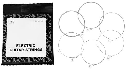 6-teilige Gitarrensaiten E Gitarrensaiten Inklusive 6 Saiten Sets .009–.042 Kompletter Satz Umsponnen Für E Gitarre