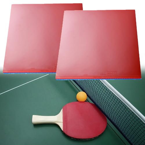 CuteHairy 2pcs Table Tennis Rubber Hard Sponge, PingPong Rubber Sponge, Table Tennis Rubber Glue Whole Sheet, Table Tennis Bat Replacement Rubbers Sheet B Thunder Red