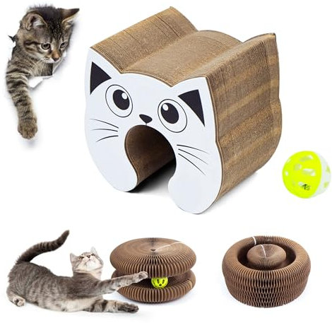 Tiragraffi Gatto Albero Tiragraffi Gatti Graffiatoio Gatti,21*21*10CM Piccoli Giocattoli per Gatti in Cartone Ondulato Resistente All'usura Possono Essere Riempiti di Erba Gatta per Attirare i Gatti