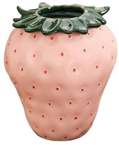 1pc Erdbeervase, Keramik -Erdbeer -Topf, Funky Erdbeer -Pflanzer -Topf mit abnehmbarem Blatt, dekorative einzigartige Blumenvase für Home Office Chitien Gartendekoration