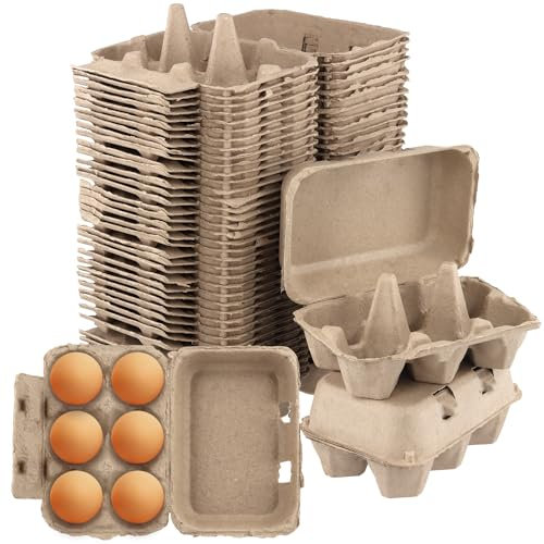 SOUJAP 40 PCS Egg Boxes Cardboard for 6 Eggs, Half Dozen Paper Egg Cartons for Storing Chicken Eggs, 15 x 10 x 7cm