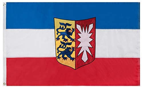 Lixure Schleswig-holstein Flagge, 90x150cm Schleswig-holstein Fahne -210D Nylon, doppelseitig, lebendige Farbe, lichtbeständig, 4 Stichsämmen, mit 2 Messingösen für Garten Innen- Außenbereich