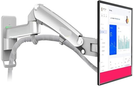 UIHMSWYAL F150 Gasfeder 17-35 Zoll LED TV Wandhalterung Monitorständer Ergonomischer Montagearm max. VESA 100 x 100 mm, Belastung 3–12 kg(Silver Grey)