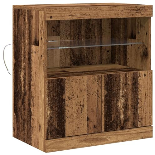 vidaXL Sideboard mit LED-Leuchten Altholz 60x37x67 cm
