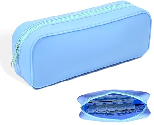 EOREA Organizer per lenti a contatto giornaliere portatile, organizer per lenti a contatto usa e getta, kit da viaggio per contenere fino a 50 lenti (blu)