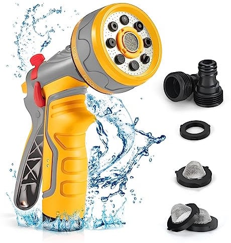 Hose Pipe Spray Gun, Anti-Leak Garden Hose Spray Gun with 8 Patterns, Hosepipe Nozzle Gun for Car Washing, Pets Bathing, Gardening