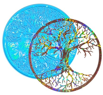 Moule de décoration murale en forme d'arbre de vie - Moule holographique en résine époxy - Moule en silicone à suspendre au mur - Outil de moulage de strass