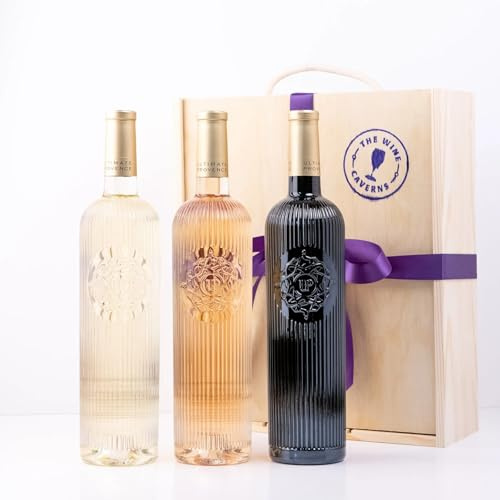 Ultimate Provence - Rosé, White and Red Wine Côtes de Provence AOP - Ultimate Provence Wine Gift Set With Wooden Box - Vegan - Perfect for Celebrations - Case of 3 x 75cl Bottle