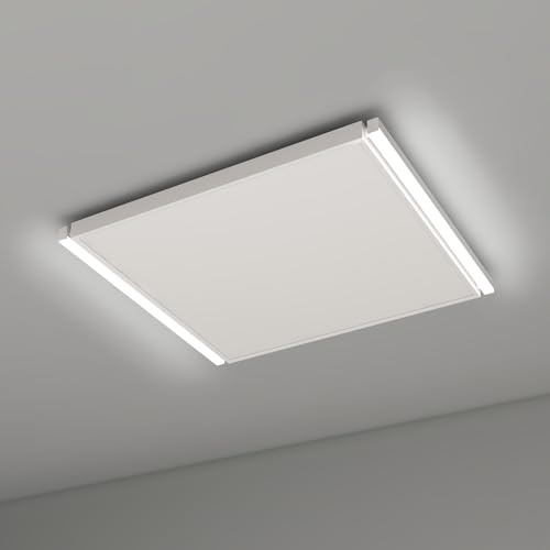 Infrarotheizung Deckenmontage 440W, Infrarot Deckenheizung mit LED Licht Beleuchtung Kaltweiß/Warmweiß Einstellbare Helligkeit-Thermostat-Fernbedienung-Überhitzungsschutz-655 * 595mm