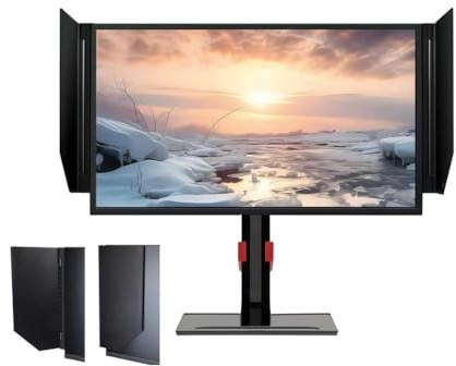 SAYEYBU Blendschutz Monitore, Sonnenschutz Desktop Computer für 24-27 Zoll Bildschirme, 180° Verstellbar mit Sichtschutz, zum Arbeiten, Spielen und Filmeschauen,Schwarz