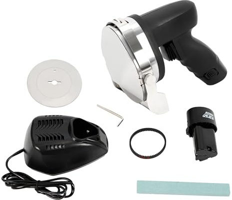 Madelynn Dönermesser Elektrisch 80W Kebabschneider mit 2 Klingen 1–8mm Elektrisches Schawarma-Messer Reiner Kupfermotor mit Schleifstein für Shawarma-Restaurants, Kebab-Läden