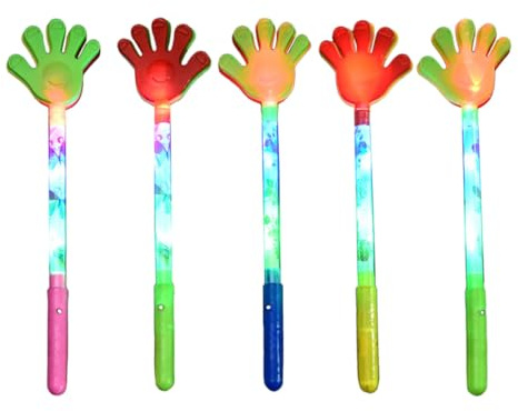 NUOBESTY Lot de 5 Claques-Mains Lumineux à Cinq Doigts Accessoires de Cheerleading Colorés pour Fêtes Anniversaires et Événements Sportifs Jouets Sécurisés pour Garçon et Filles et