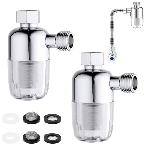 JDCMEI 2 Stück Wasserfilter Dusche, Wassersystem-Vorfilter, Wiederverwendbarer Filter, 1/2 Zoll Warmwasserbereiter Filter, Filtert Effektiv Verunreinigungen im Wasser, Dusche Kalkfilter für Wasserhahn
