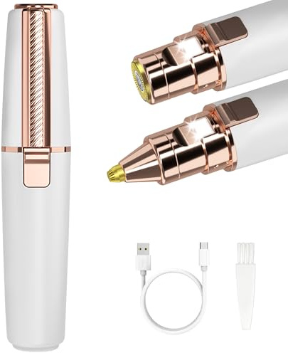 UQQU Facial Hair Remover for Women, Electric Lady Shaver & Epilator, Eyebrow Trimmer, 2 in 1 Rechargeable Hair Removal Device - Perfect for Face, Lips, Peach Fuzz Fine Hairs, and Body