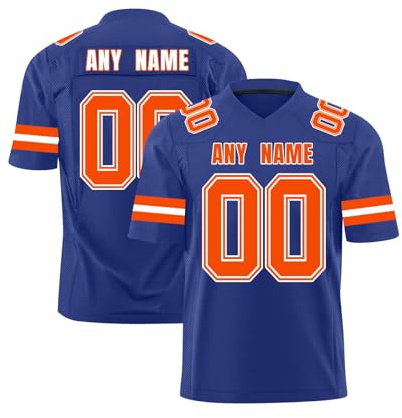 Personalised American Football Jersey Shirt for Children Adults Boys Girls Men Women, Custom Short Sleeve Sports Jerseys Practice Jersey Rugby Uniform with Name Number Team