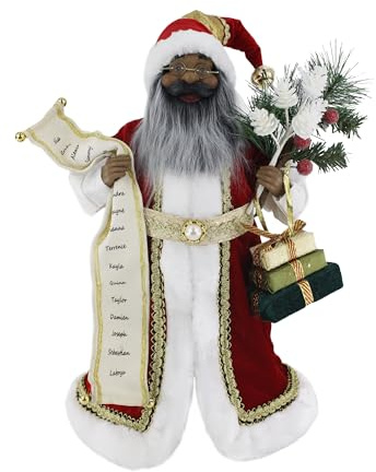 Windy Hill Collection 416030A Stehende Namensliste afrikanischer amerikanischer schwarzer ethnischer Weihnachtsmann Weihnachtsfigur Figur Dekoration 416030A