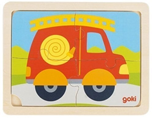 Goki Einlegepuzzle Feuerwehr Holz, nur 4 Teile