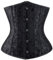 Kelvry Women's Satin Waist Cincher Lace up Boned Bustier Underbust Corset, Black-2, 22-24