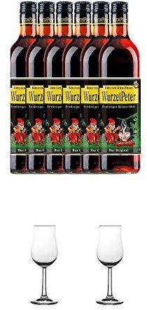 Wurzelpeter Kräuterlikör 30% 6 x 0,7 ltr. + Nosing Gläser Kelchglas Bugatti mit Eichstrich 2cl und 4cl 1 Stück + Nosing Gläser Kelchglas Bugatti mit Eichstrich 2cl und 4cl 1 Stück