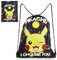 Pokemon Turnbeutel Kinder, Schwarz Beutel Rucksack mit Pikachu, Leuchtet im Dunkeln Rucksack Beutel, Gym, Festival und Schwimmen Turnsack mit Kordelzug, Schuhbeutel Sport Gross