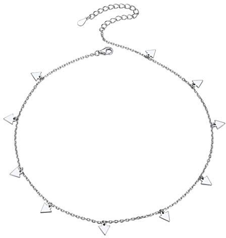 ChicSilver Silber Damen Choker Kette Triangel Anhänger 925 Choker Halskette Mädchen mit Geschenkebox für Damen und Frauen