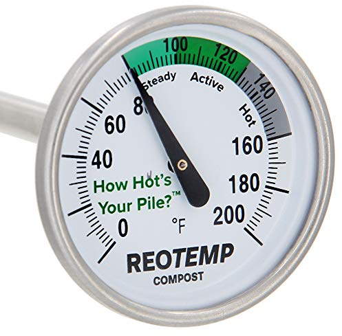 REOTEMP trädgårdstermometer med PDF-komposteringsguide (Fahrenheit) (40 cm stam)