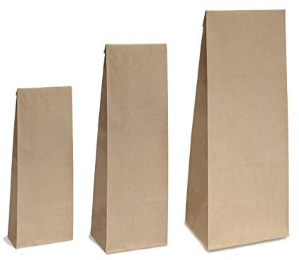 20x Blockbodenbeutel ohne Sichtfenster - 250g - 8 x 5 x 24,3 cm - Papiertüten Bodenbeutel Geschenktüte Papierbeutel Tütchen Kraftpapier Papierbeutel Adventskalendertüten zum Befüllen