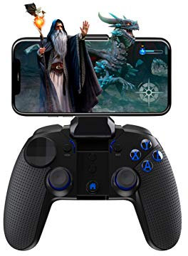 topp Gaming Smartphone Controller 'Wizard' mit bis zu 10 h Laufzeit, individuell Einstellbarer Tastenbelegung und beleuchteten Tasten - iOS, Android, Windows Support - Schwarz