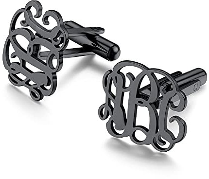 PROSTEEL Herren Buchstaben Manschettenknöpfe personalisiert Initiale Namen Manschettenknopf schwarz Edelstahl Hochzeit Tanzparty Modeschmuck Accessoire